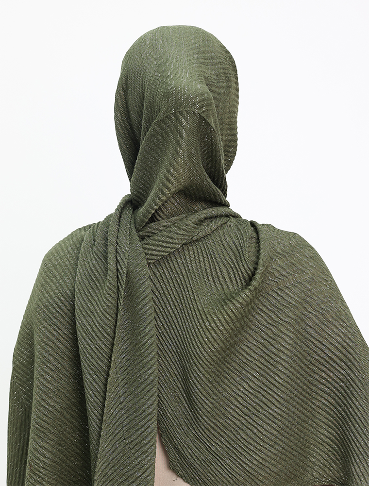 Olive Crinkle Lurex Hijab